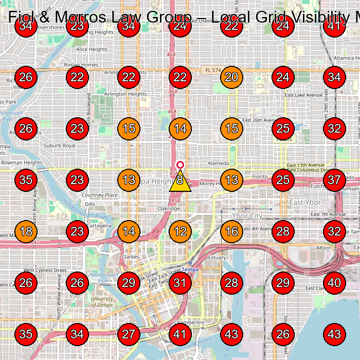 Fiol & Morros Law Group GeoGrid visibility map for Personal Injury Attorney in Tampa